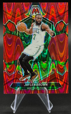 2023-24 Jaylen Brown /299 Panini Mosaic Red Seismic Prizm #182 | 76ers & Celtics