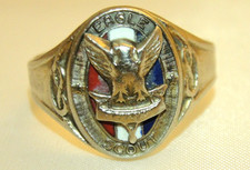 Vintage Eagle Scout Ring 10k White Gold Size 8.5