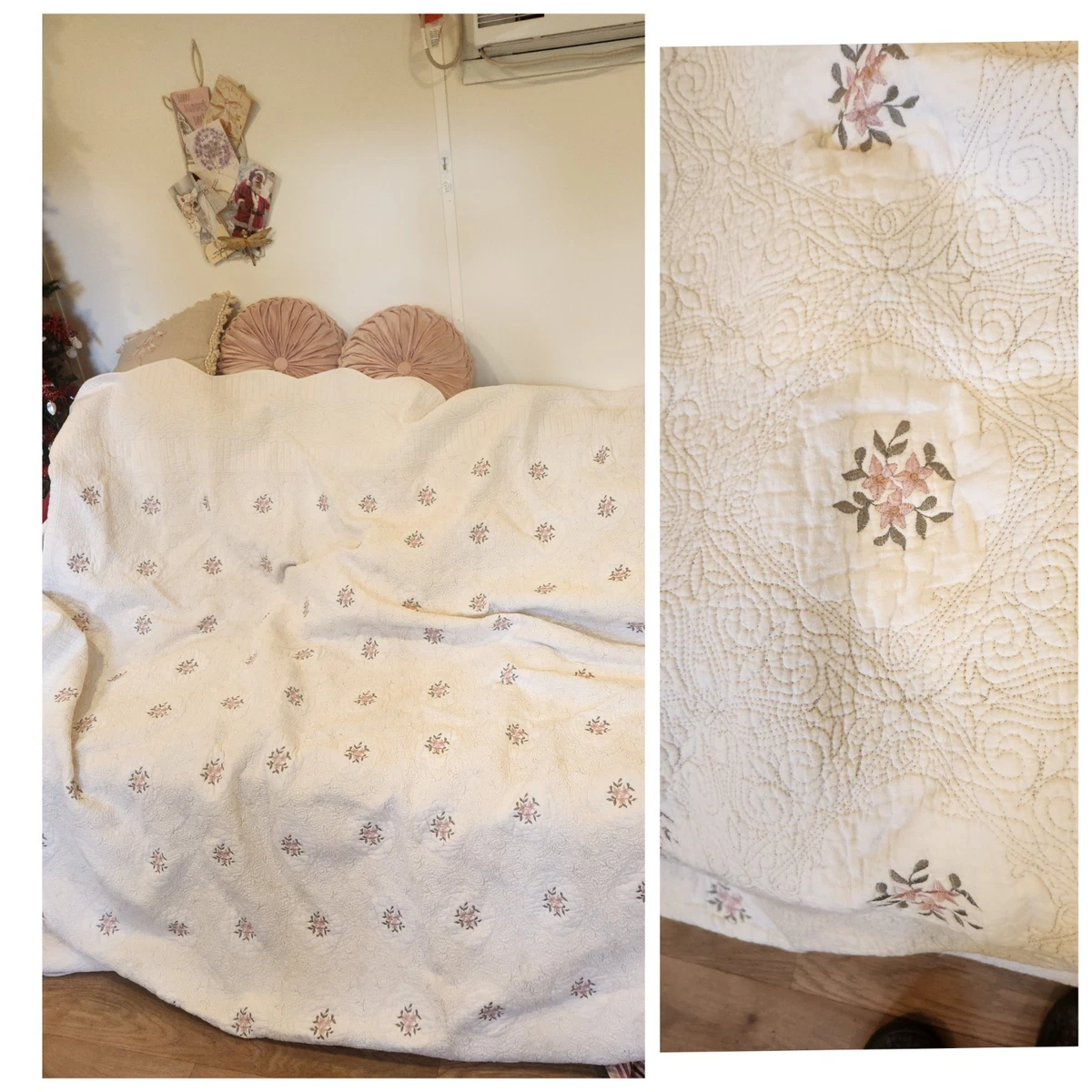 KISKIS 3-delige gewatteerde sprei set, zachte lichtgewicht patchwork