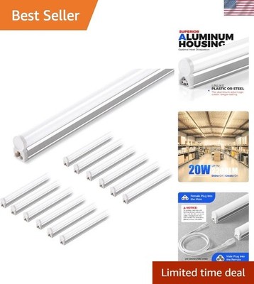 12 Pack T5 LED Shop Light 4FT, 3000K Warm White, 2200lm, 20W, Utility Linkabl...