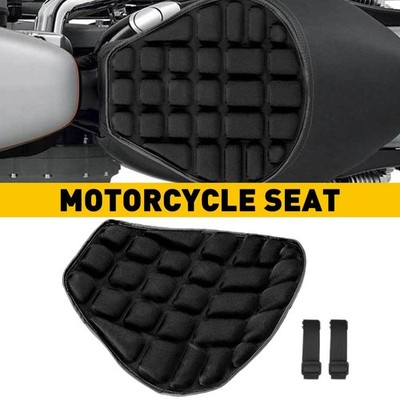 Black Gel Comfort Seat Lycra Cover Cushion Shock Absorb Pad Fits For Motorcycle