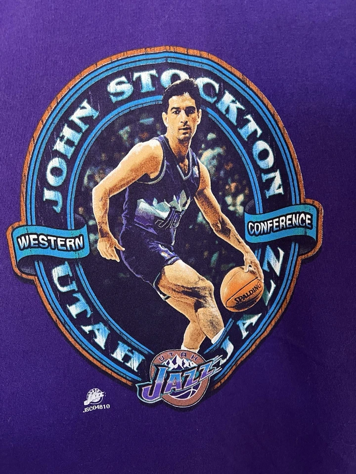 A46-Vintage John Stockton Utah Jazz Purple T-Shirt XL NBA Western Conference - Image 2 of 4