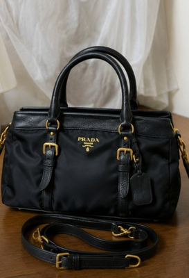 #ad PRADA Black Gold Nylon $699.00