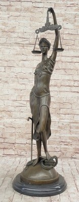 36'' Bronze Statue Sculpture Lady Scales Blind Justice Law Figurine Lawyer Decor