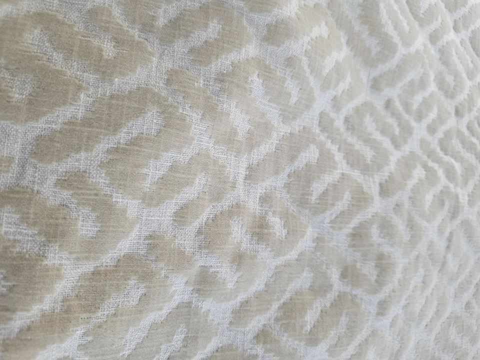 Beige Velveteen Burn-out Upholstery Fabric Geometric 1-pc 58" Wide x 32" Long - Image 4 of 4