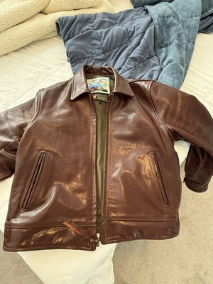 Aero Custom Premier Highwayman Leather Jacket in Tobacco steerhide
