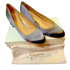 IMAGINE VINCE CAMUTO Helsh Pumps Storm Gray Satin Shoes Size-9.5M  NIB R- 118