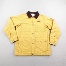 Columbia Jacket Medium Yellow Canvas Cord Collar Flannel Lined Barn Chore Coat