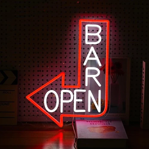 BAR OPEN LED Neon Sign 22"x15" Light Man Cave Beer Bar Vintage Wall Decor