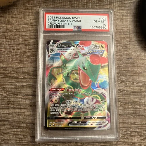 PSA 10 Rayquaza VMAX Ultra Rare 101/159 Crown Zenith Holo Pokemon TCG Card