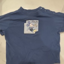 Vintage Disney Mickey Mouse Blue Short Sleeve 18M T-Shirt Embroidered Cotton