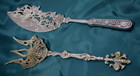 Vintage Silverplate Fish Server & Brass Serving Fork Ornate Unmarked 11.5" 10" — photo 2