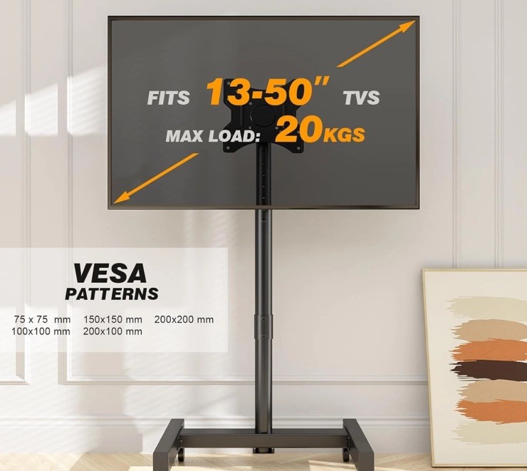 On Wheels Height Adjustable 13-50 Inch Up To 20kg Mt1004