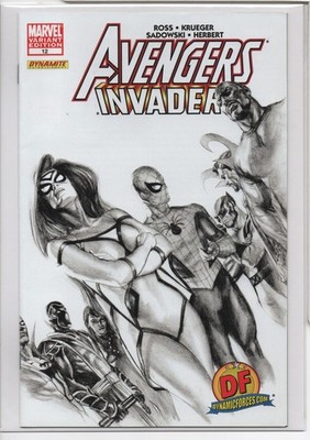 AVENGERS / INVADERS #12   DF EXCLUSIVE   ALEX ROSS SKETCH VARIANT   W/COA - 2009