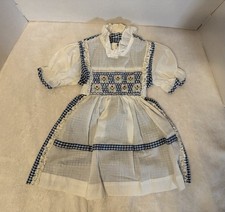 Vintage Polly Flinders Hand Smocked Embroidered Dress 3T T3 Blue Gingham Floral