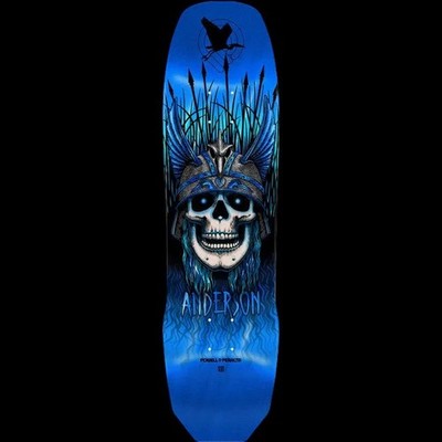   Powell Heron Skull Blue Foil Skateboard Andy Anderson Pro Skate Deck 8.45