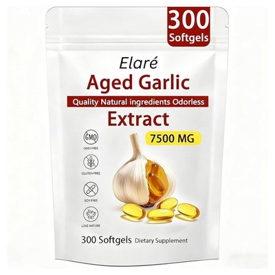 Aged Garlic Extract - 7500mg Odorless, Heart & Immune Antioxidant , 300 Softgels