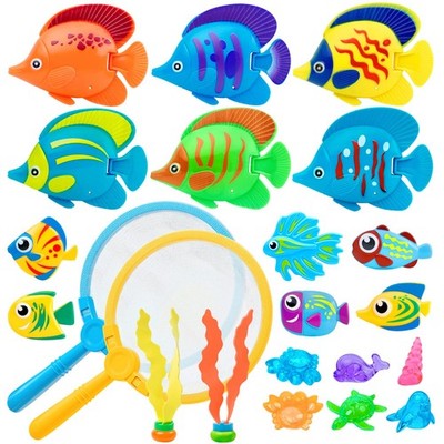 Korlon Tec 23 Pcs Pool Toys for Kids, Bath Dive and Grab Small, [Multi]