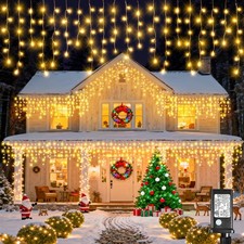 Icicle Lights for Outside - 33FT 400 LED Christmas Outdoor with 75 Drops, Plug