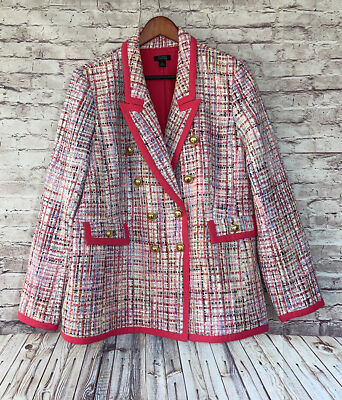 NEW Halogen x Atlantic-Pacific Oversized Tweed Jacket - Pink