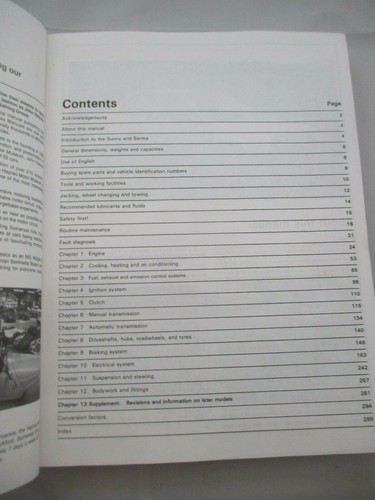NISSAN SUNNY DATSUN HAYNES MANUAL 1982 TO 1986 ALL MODELS CAR OWNERS WORKSHOP - Picture 3 of 12