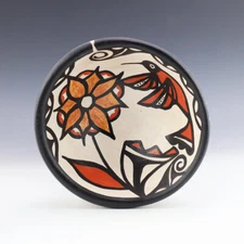 NATIVE AMERICAN SANTO DOMINGO KEWA HUMMINGBIRD POTTERY BOWL BY ROSE PACHECO