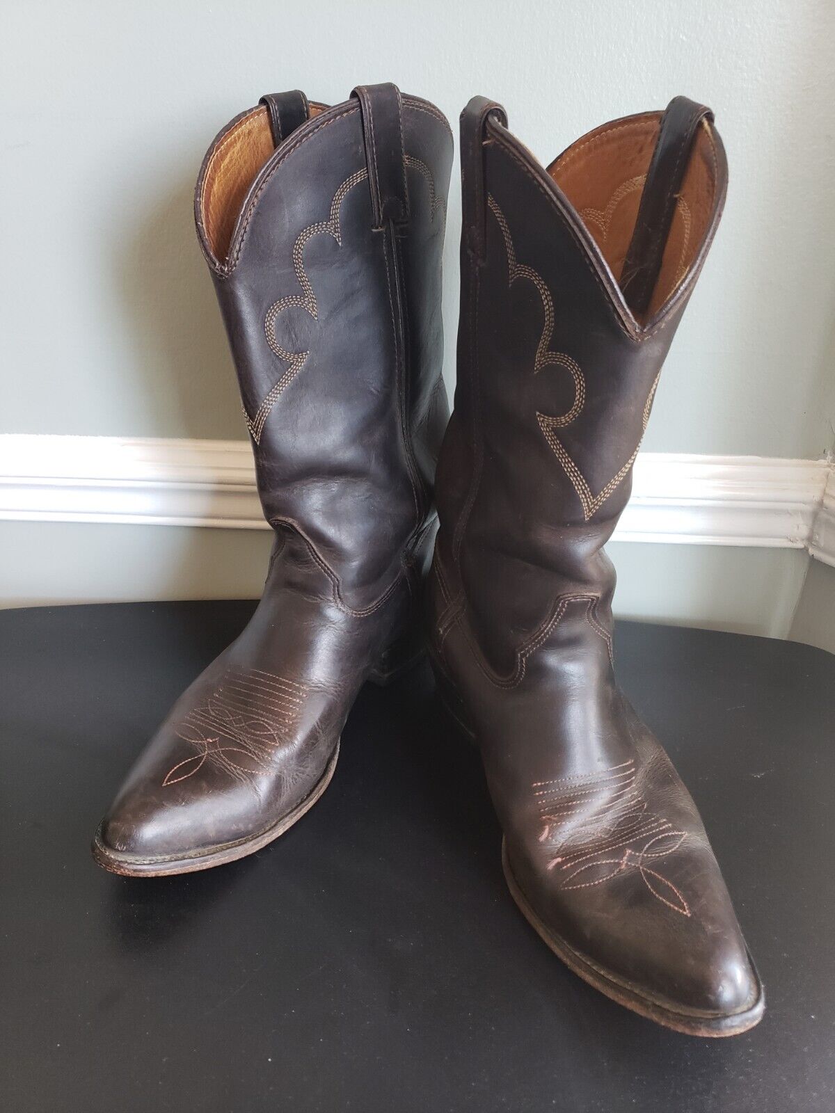 HH Brown Leather  Cowboy Boots, Mens 10.5 M - image 2