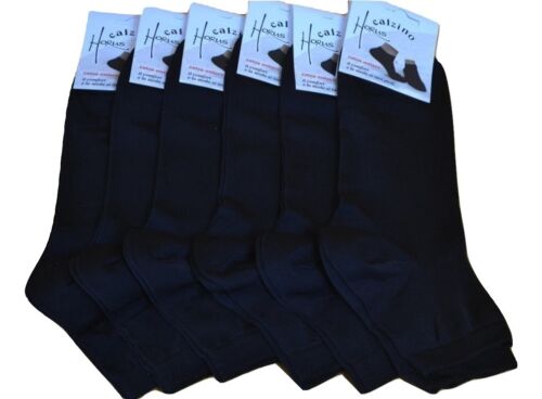 6 paia di mezzi calzini calze corte in cotone filo di scozia uomo donna art 413 - Photo 1/6