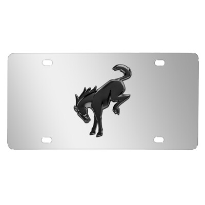 IPick Image Ford Bronco License Plate – 3D Chrome Logo On Black Carbon Fiber, Stainless Steel, USA Made - View #2