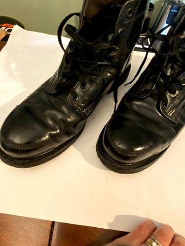 shiny work boots