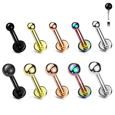 2pcs. Push in Ball Surgical Steel Labret Ear Tragus Cartilage Helix Stud 20G 18G