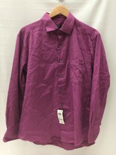 Alfani Men's Slim-Fit Performance Stretch Bedford Cord Solid Dress Shirt,Berry,L