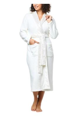 Comfort Code Women's Silky Plush Sparkle Knit Wrap Robe Ivory