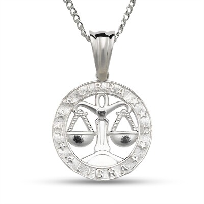 925 Sterling Silver Zodiac Sign Necklace Pendant Libra
