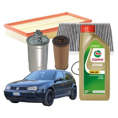 KIT TAGLIANDO FILTRI MISTI Kit Tagliando 5 Litri Olio Motore Castrol Edge 5w30 5lt + 4 Filtri Vw Golf 4 Iv