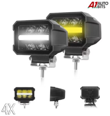 4,4'' LED Arbeitslicht Leiste Spot Bernstein Fahrkontrollleuchte X4 Auto LKW 12V 24V