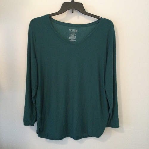Time and Tru Maternity Damengröße 2X grünes Langarmshirt guter Zustand