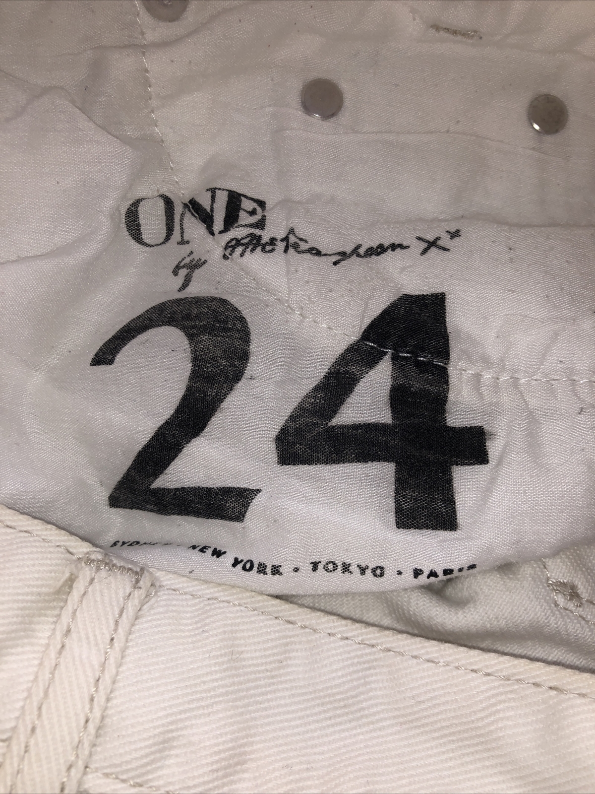 One Teaspoon Trashed Free Birds White Denim Distressed Ankle Zip Jeans