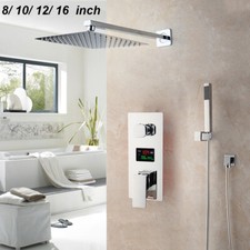 Silver Rain Shower Head Digital Concealed Mixer Valve Handheld Shower Faucet Set
