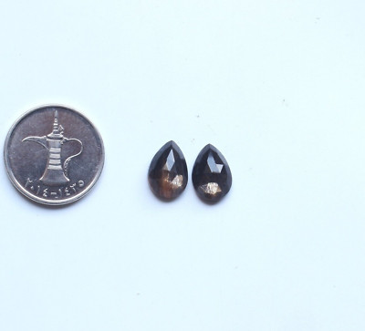 Sunstone Faceted Gemstone Natural Black Sunstone Rose Cut Pear Cabs  14X10MM Ct9