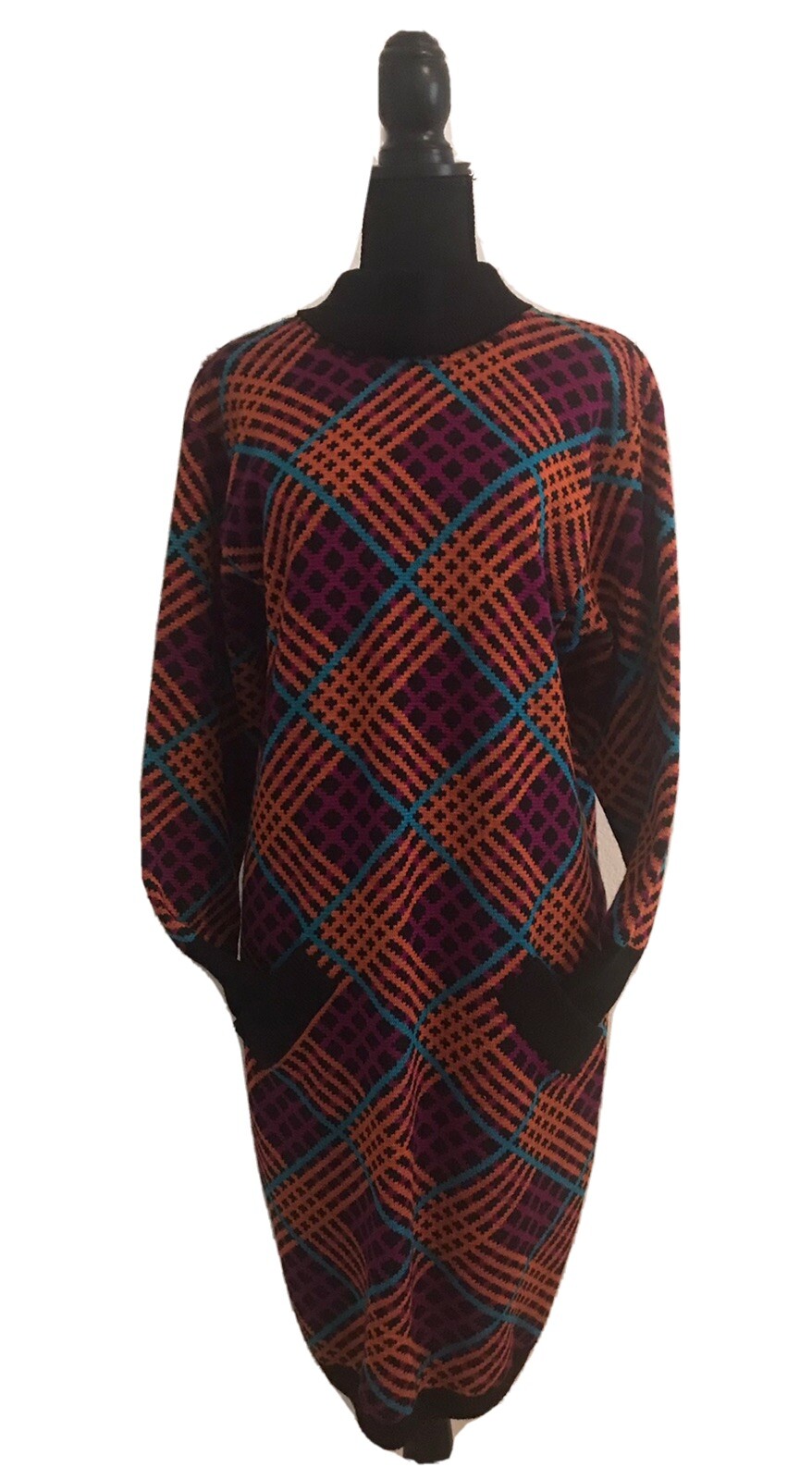 SAINT LAURENT Vintage Knit Dress France Sz 44 100% Wool