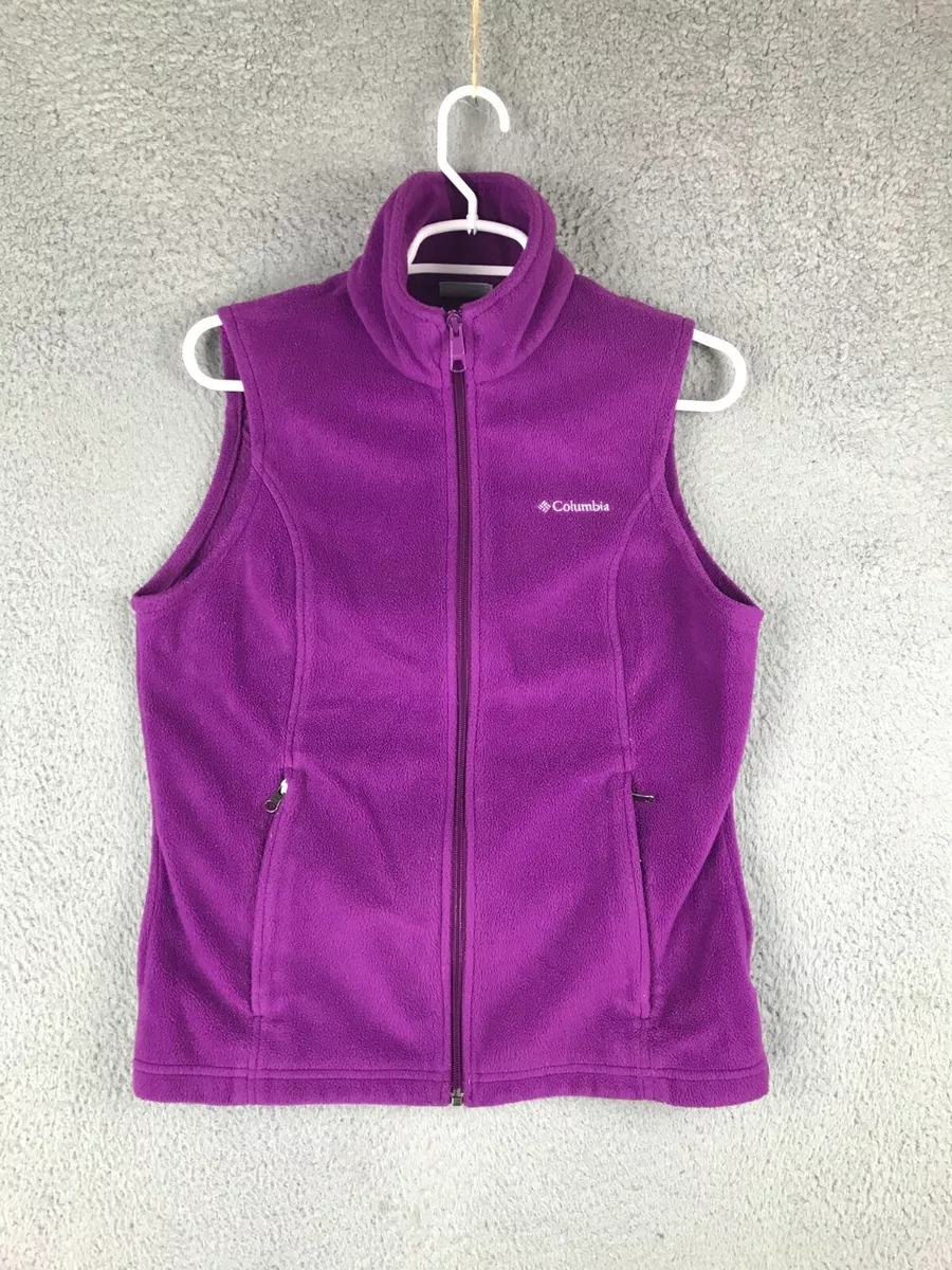 Columbia Womens Full Zip Sleeveless Mock Neck Purple Fleece Jacket Vest Size S