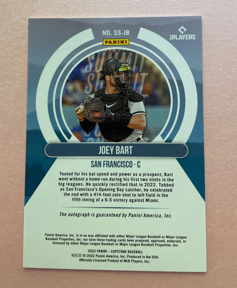 2022 Panini Capstone Joey Bart Summit Signatures Auto #'d 02/25 Giants - Image 2 of 2