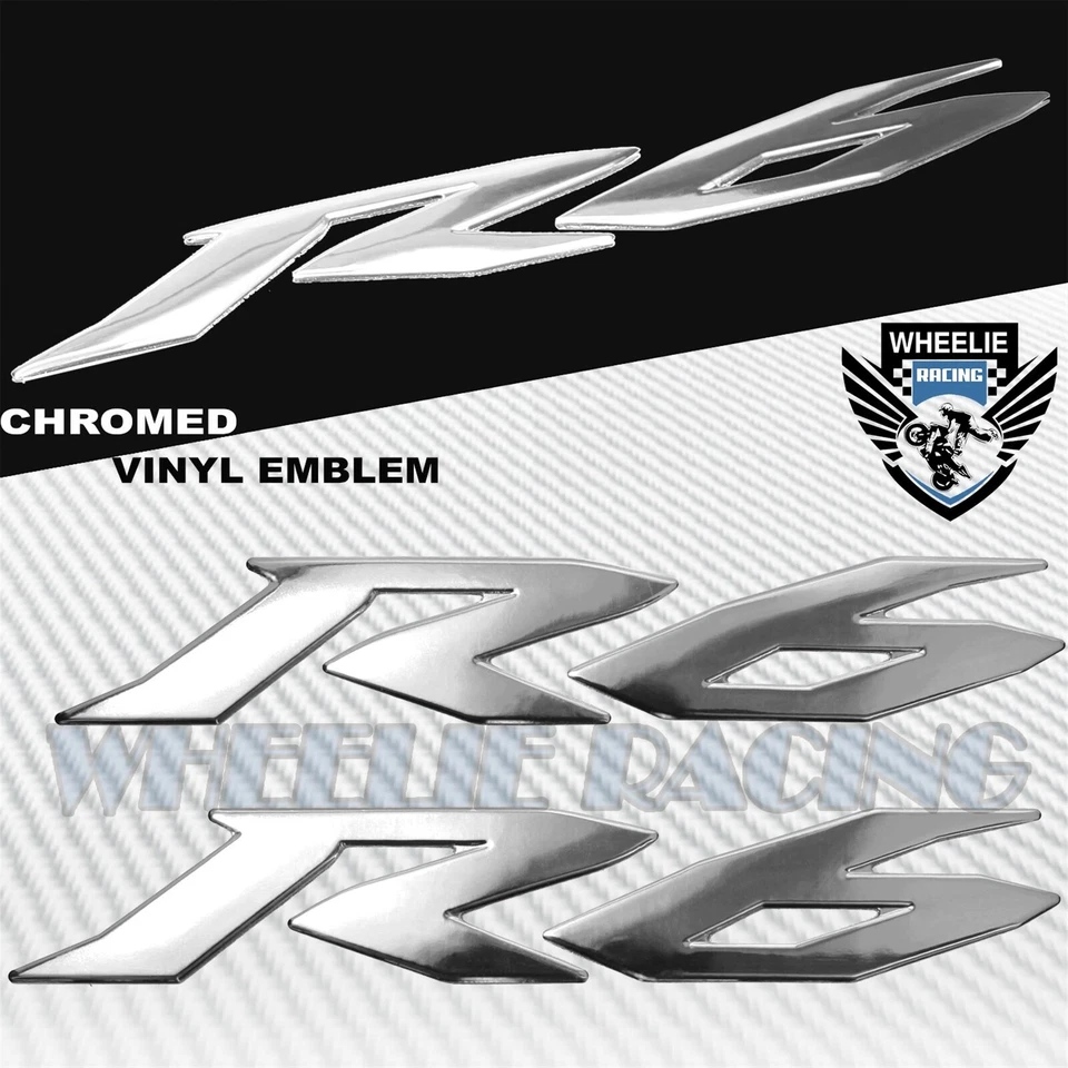 8" 3D FAIRING/GAS FUEL TANK YAMAHA LOGO EMBLEM+6" STICKER FOR YZF-R6/R6S CHROME - Image 3 of 4