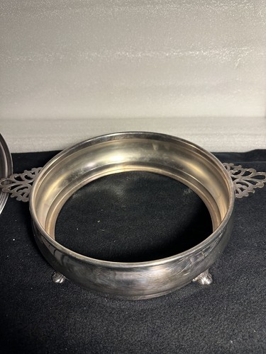 VTG CRESCENT SILVER PLATED FOOTED SERVING STAND & LID FOR 2QRT PYREX BOWL - Picture 2 of 4