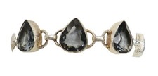 Sterling Silver Adjustable 7” Smokey Grey Stone Bracelet