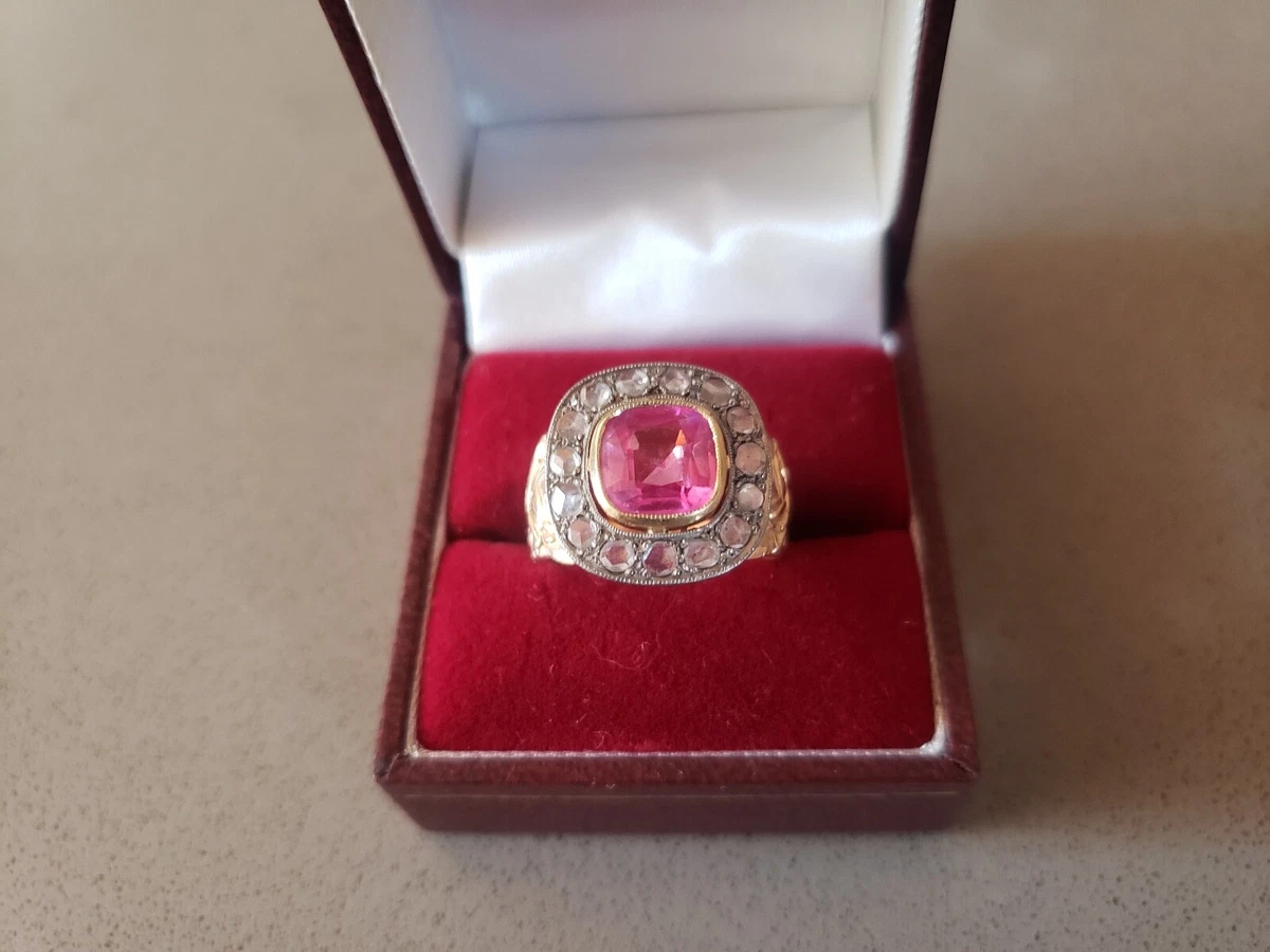 Antique Victorian 18K Rose Gold Pink Sapphire Ring eBay