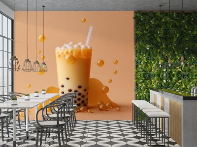 3D Bubble Tea U39 Fruit Pearl Tea Milk Tea Shop Wallpaper Mural Self-adhesive