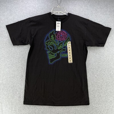 NWT Vans Mens T Shirt Medium M Greenhouse Skull Black Cotton Short Sleeve