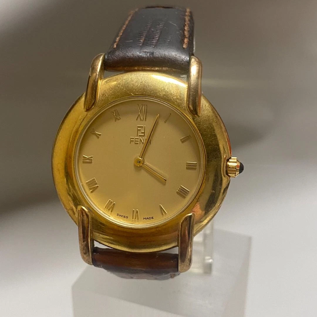 Fendi 410G Analogico Quarzo Uomo 240709N Batteria Sostituita Oro Vintage 955276264